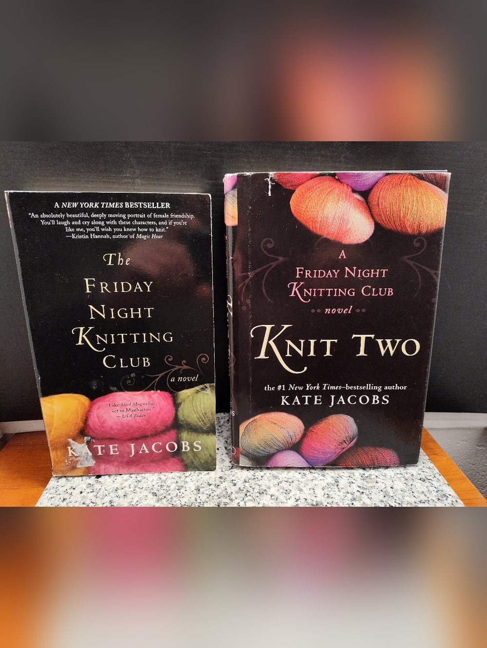 Lot of 2 Kate Jacob's Books "Knit Two & The Friday Knitting Club". 2 Lot Bundle.